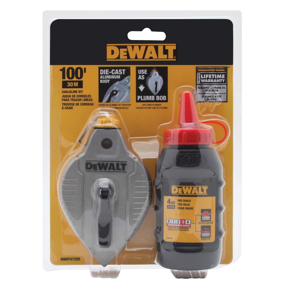 DEWALT - Tizador aluminio 30 mts con tiza roja DEWALT DWHT47255L