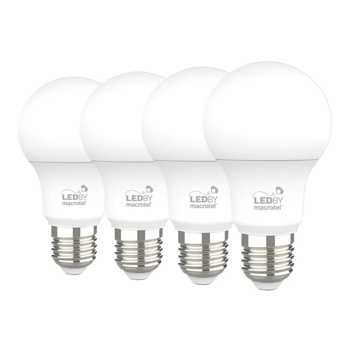 MACROTEL - Pack 4 Ampolletas Led Macrotel E27 9w 3000K Luz Cálida