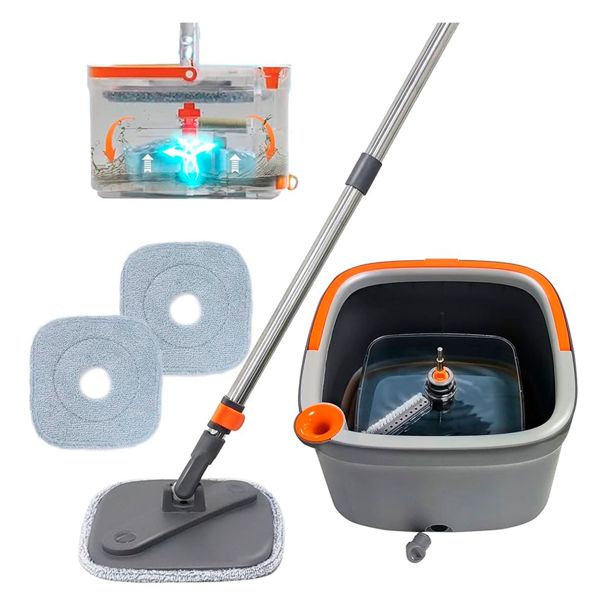 IRM - Trapeador Mopa Limpieza Pisos Cuadrada trapero 360 con balde