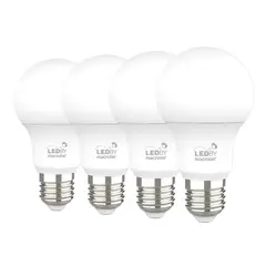 MACROTEL - Pack 4 Ampolletas Led E27 9w 3000K Luz Cálida