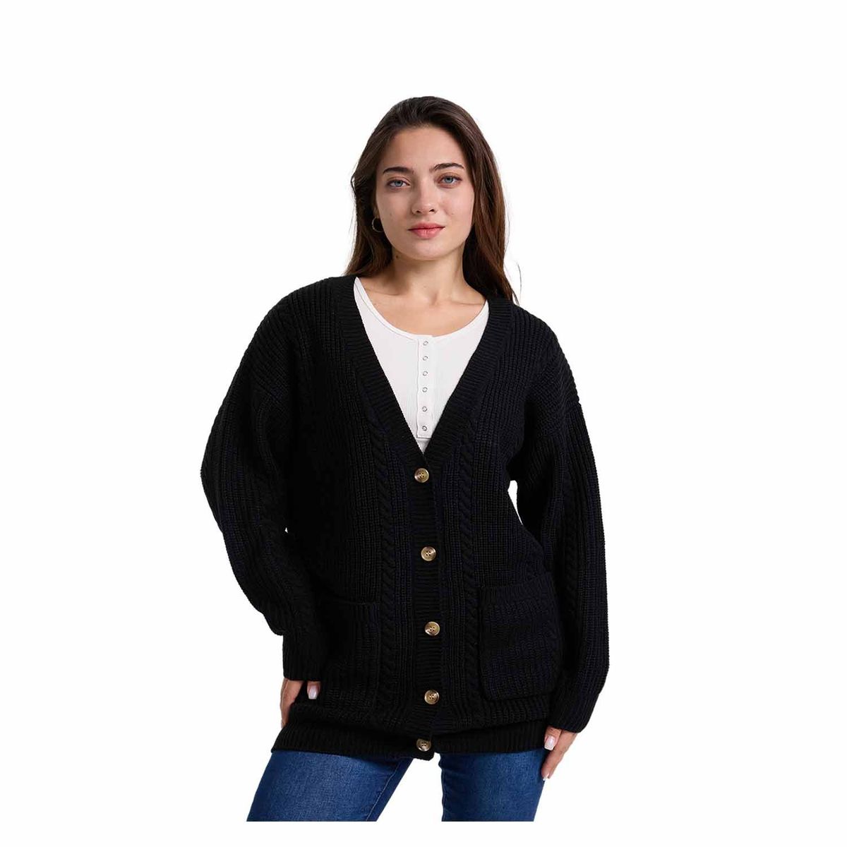 FASHION'S PARK - Sweater Mujer Abierto Negro I Fashion's Park