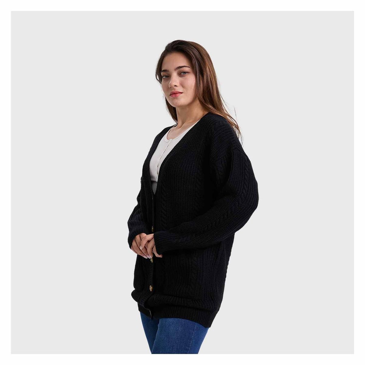 FASHION'S PARK - Sweater Mujer Abierto Negro I Fashion's Park