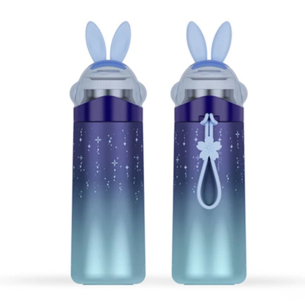 HOMESTAR - Botella Térmica Azul Medianoche Degradado con Tapa de Conejo Nieve