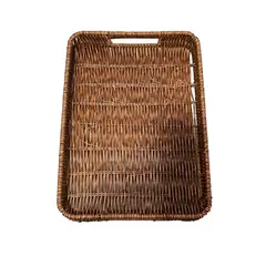 GENERICO - Bandeja De Ratan Cesta Tejida Alimentos Rectangular Pequeña