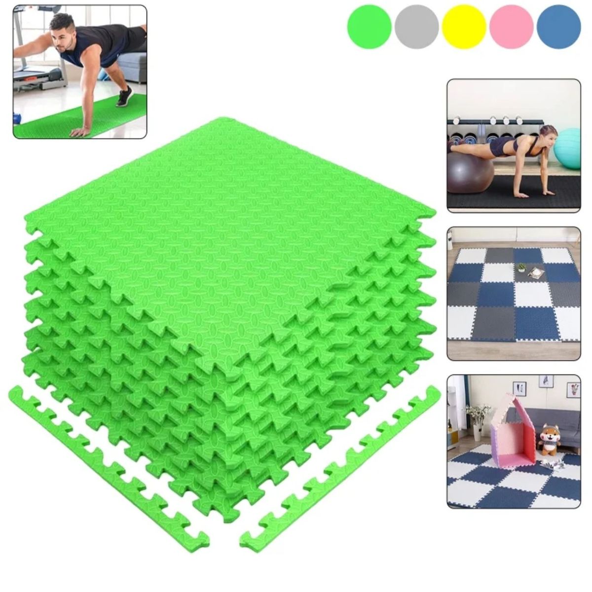 GENERICO - Pack X 4 Tatami Alfombra Encastrable 60x60x1.2cm Goma Eva verde