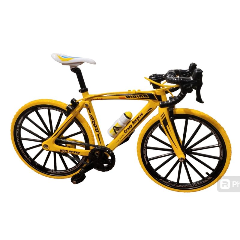 GENERICO - Bicicleta Ruta Miniatura De Metal Escala 1 / 10 Coleccionables Amarilla