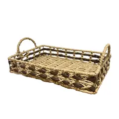 GENERICO - Cesta Panera De Rattan Cesta De Pan Cuadrada Asas Grande