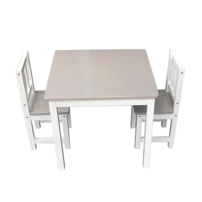 GROWME - Mesa infantil niños con 2 sillas - GRIS con BLANCO