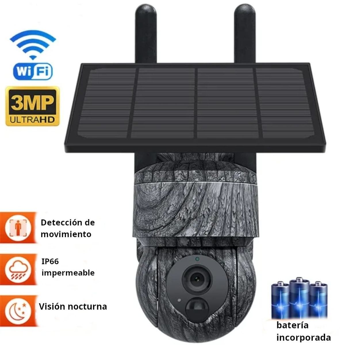 GENERICO - Camara de Seguridad con Panel Solar WIFI - Color Camuflaje