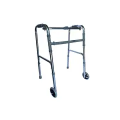 MAXCARE - Andador Burrito Aluminio Plegable Con 2 Ruedas Paso a Paso