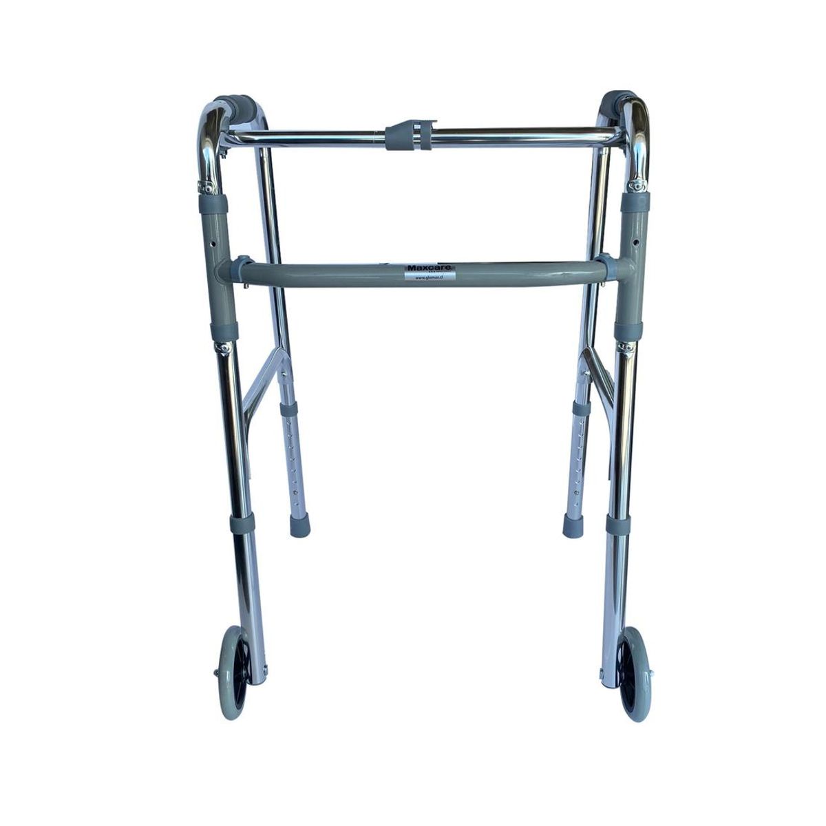 MAXCARE - Andador Burrito Aluminio Plegable Con 2 Ruedas Paso a Paso MAXCARE