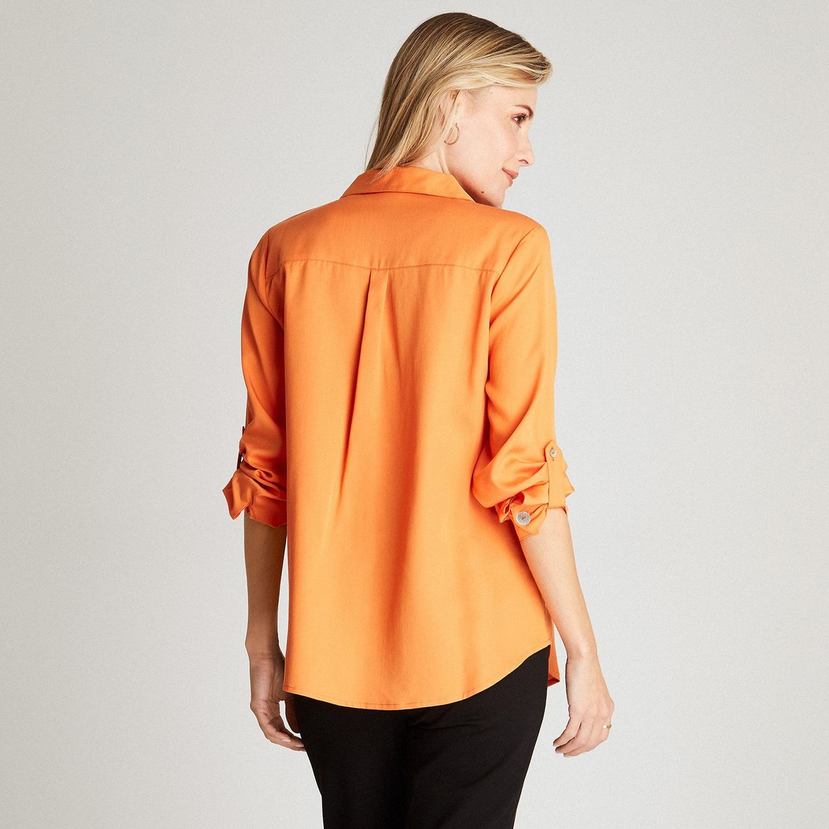 LORENZO DI PONTTI - Blusa Naranja Cuello Camisero LORENZO DI PONTTI
