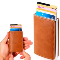 Billetera Compacta AntiClonación Robo Tarjetero Cuero Cafe