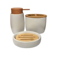 Set Juego De Baño 3 Pieza Ceramica Jabon Dispensador Cepillo