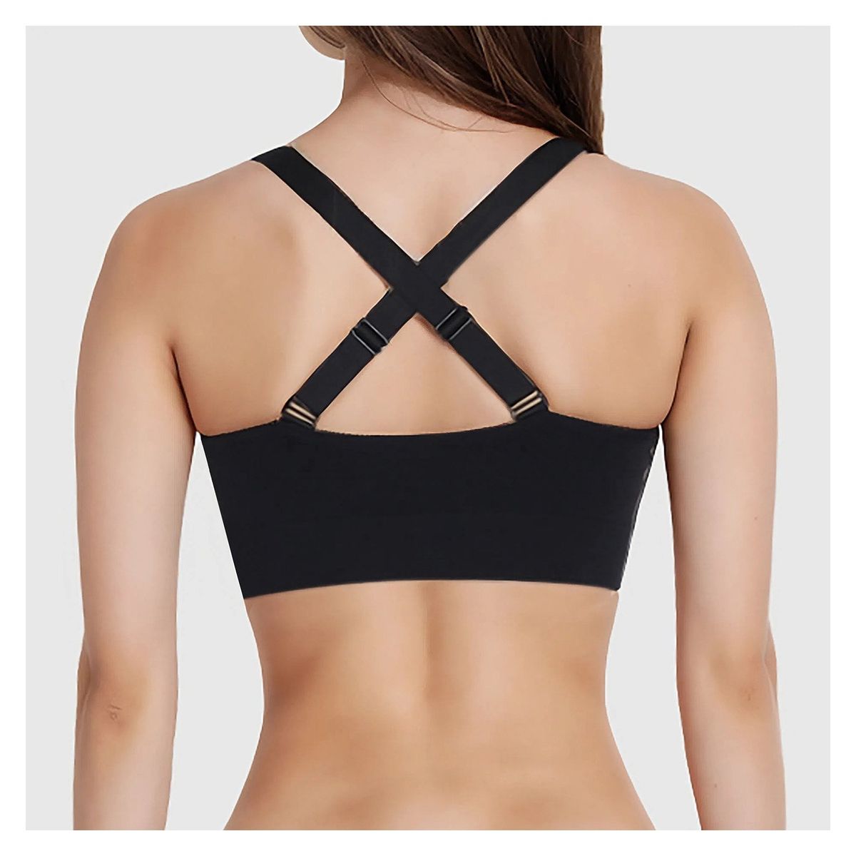FASHION'S PARK - Sostén Mujer Peto Deportivo Liso Negro Fashion's Park