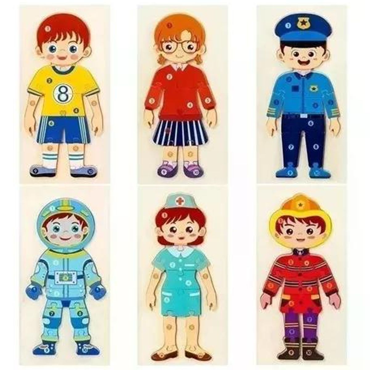 TOLIPA - Pack 3 puzzles profesiones u oficios madera Tolipa