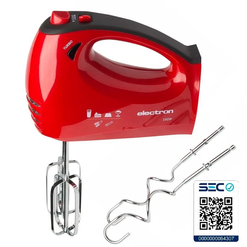 ELECTRON - Batidora de mano 5 velocidades Smartchef Certificada SEC Color Rojo