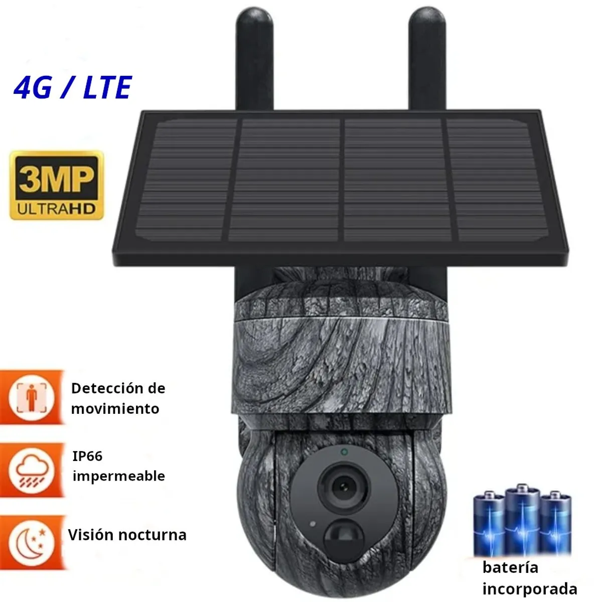 GENERICO - Camara de Seguridad con Panel Solar 4G simcard - Color Camuflaje