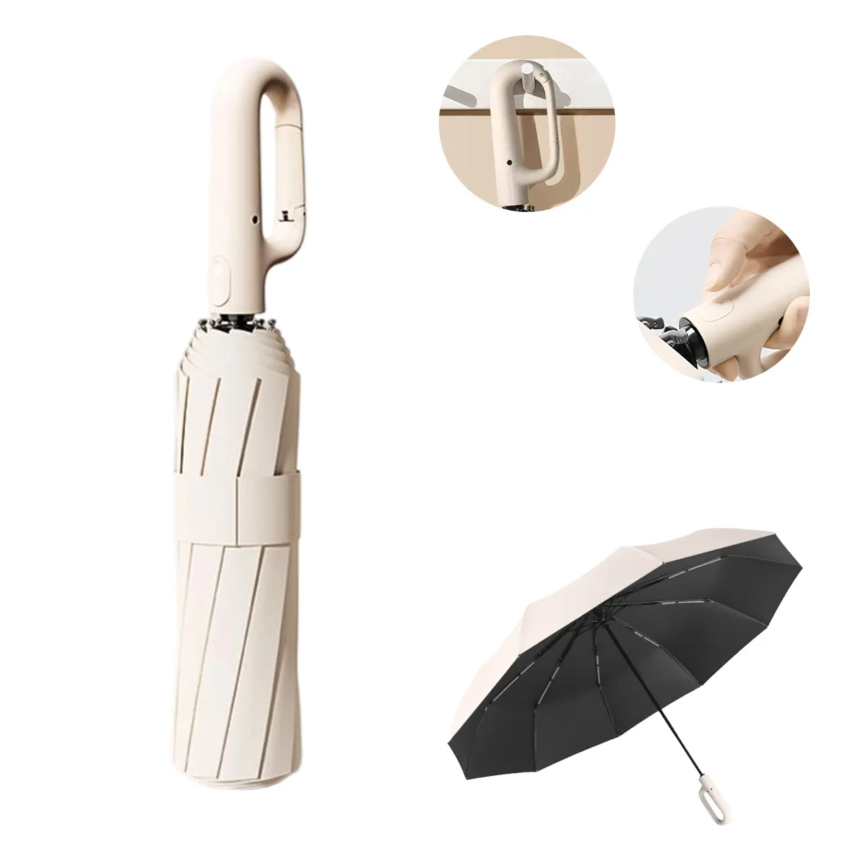 ATURE - Paraguas Plegable Automático Antivendaval 10 huesos Colgable