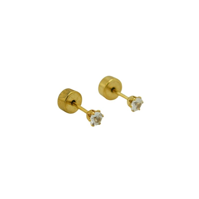 ELBAULDEJUMA - Aros Abridores Punto Luz 3mm Zirconia Chapado Oro 18k