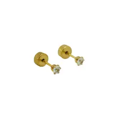 ELBAULDEJUMA - Aros Abridores Punto Luz 3mm Zirconia Chapado Oro 18k