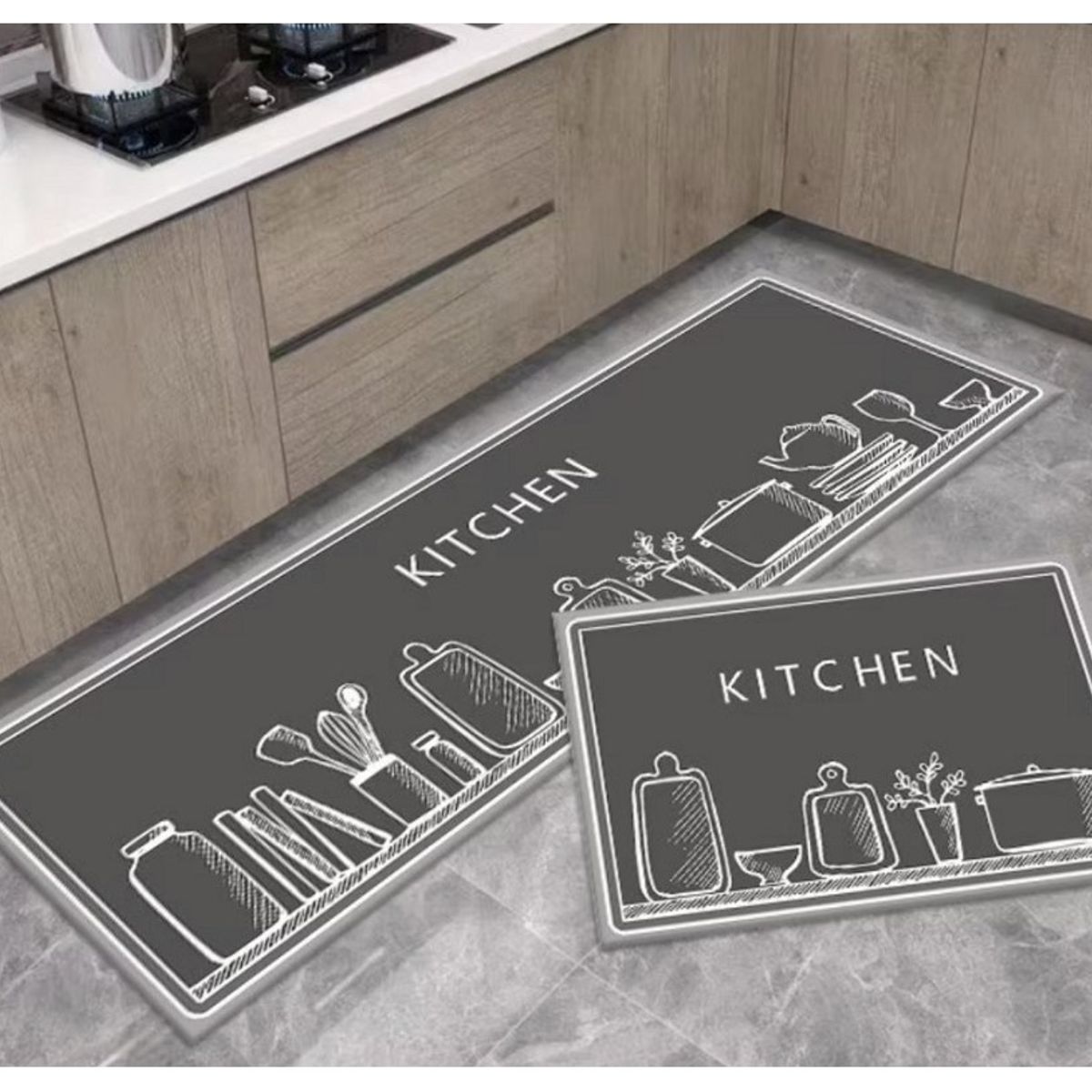 COMPRAPO - Set Alfombras Cocina Kitchen Pizarra Antideslizante