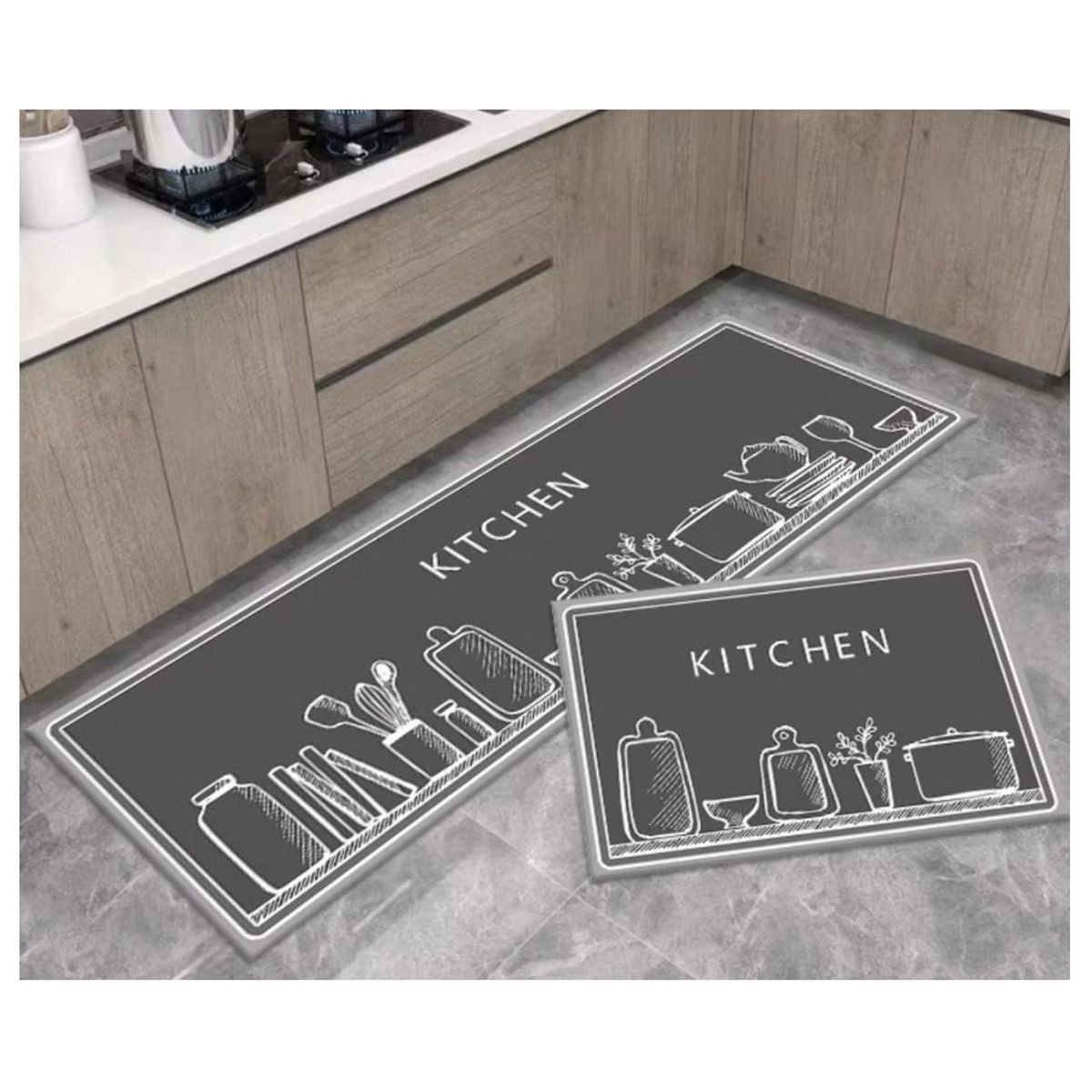 COMPRAPO - Set Alfombras Cocina Kitchen Pizarra Antideslizante
