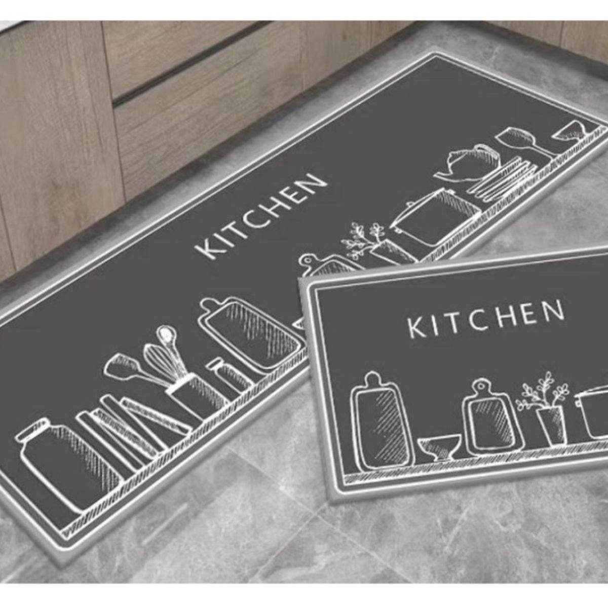 COMPRAPO - Set Alfombras Cocina Kitchen Pizarra Antideslizante