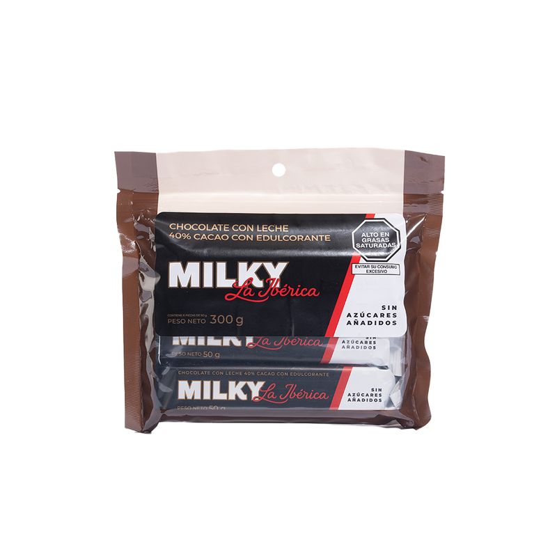 LA IBERICA - PACK X6 CHOCOLATE MILKY SIN AZÚCAR 50G LA IBÉRICA