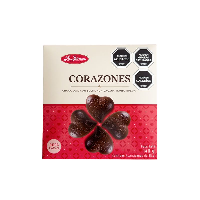 LA IBERICA - PACK X4 CORAZONES DE CHOCOLATE CON LECHE 35G LA IBÉRICA