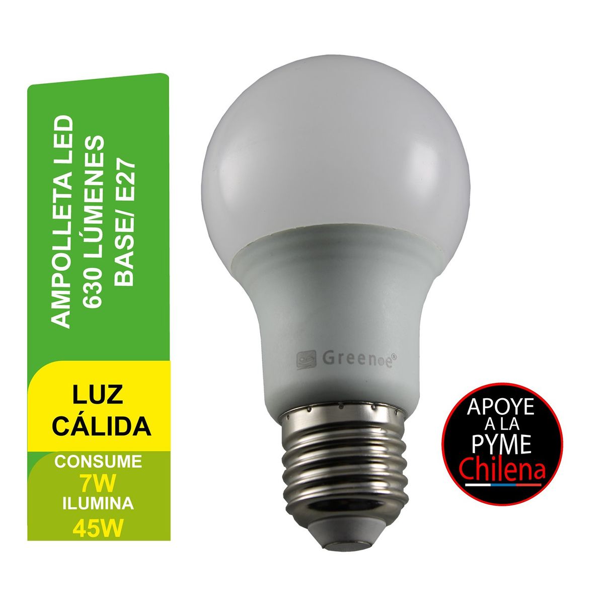 GREEN E - Ampolleta LED 7W  E27 Luz Cálida x3 Unidades