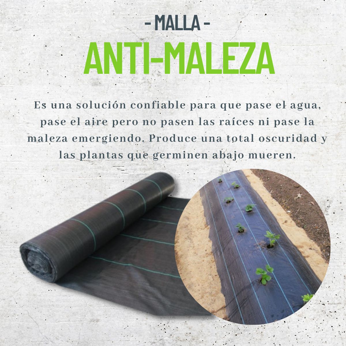 GENERICO - Malla Antimaleza 1.05 De Ancho X 10 mts De Largo, Cubre Suelo