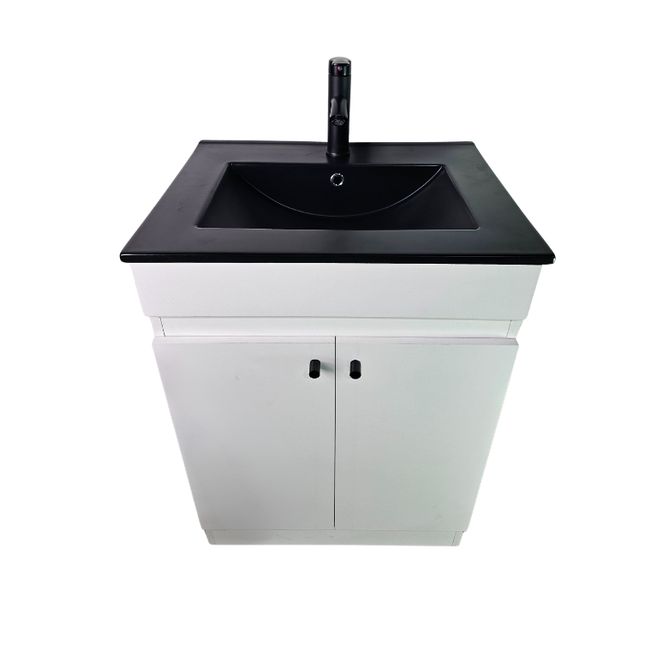MODERN SPACE - Vanitorio 60x47cm Blanco Con Cubierta De Loza Negra Completo