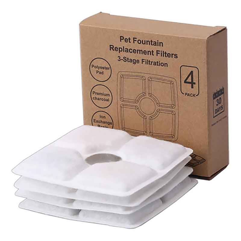GENERICO - Filtro Para Fuente Agua Mascota Cuadrado Pack 4 Unid