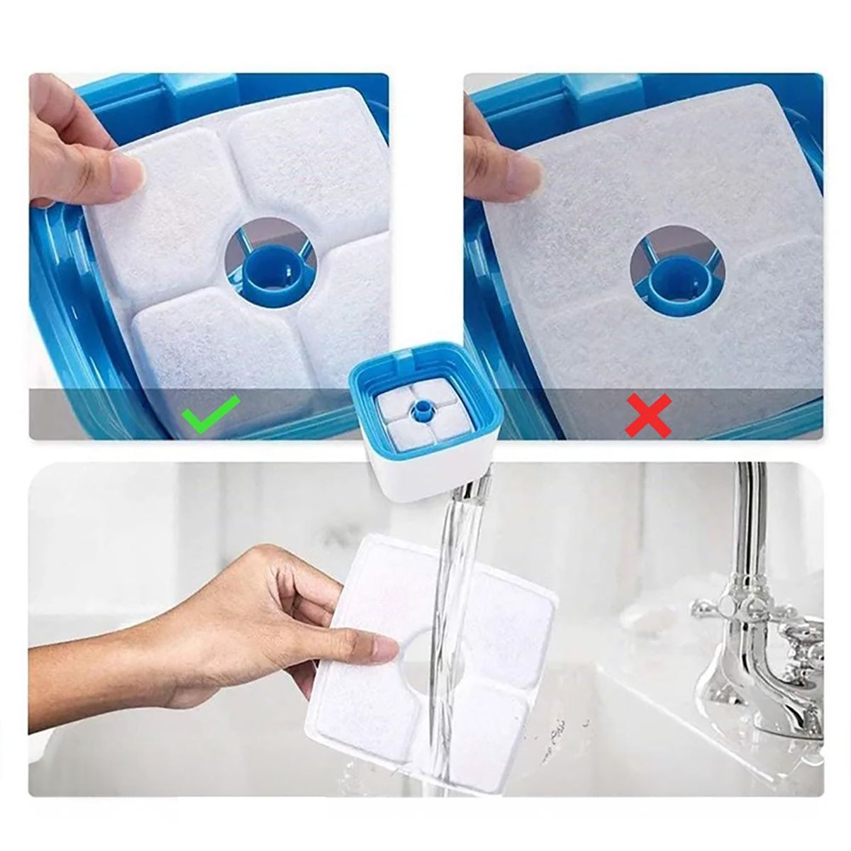 GENERICO - Filtro Para Fuente Agua Mascota Cuadrado Pack 4 Unid