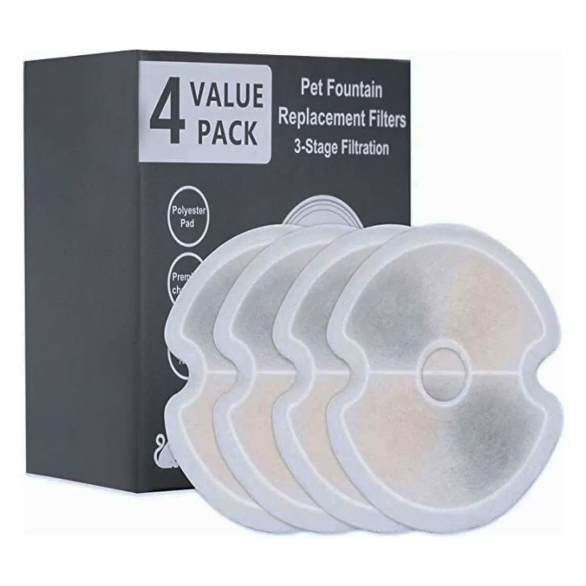 GENERICO - Filtro Agua Para Fuente Mascota Redondo Pack X 4