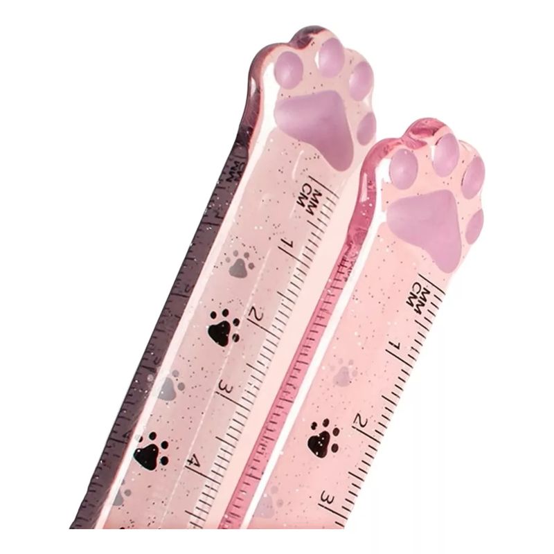 GENERICO - Regla 15 Cm Acrílica Diseño Gatito. Escolar/escritorio