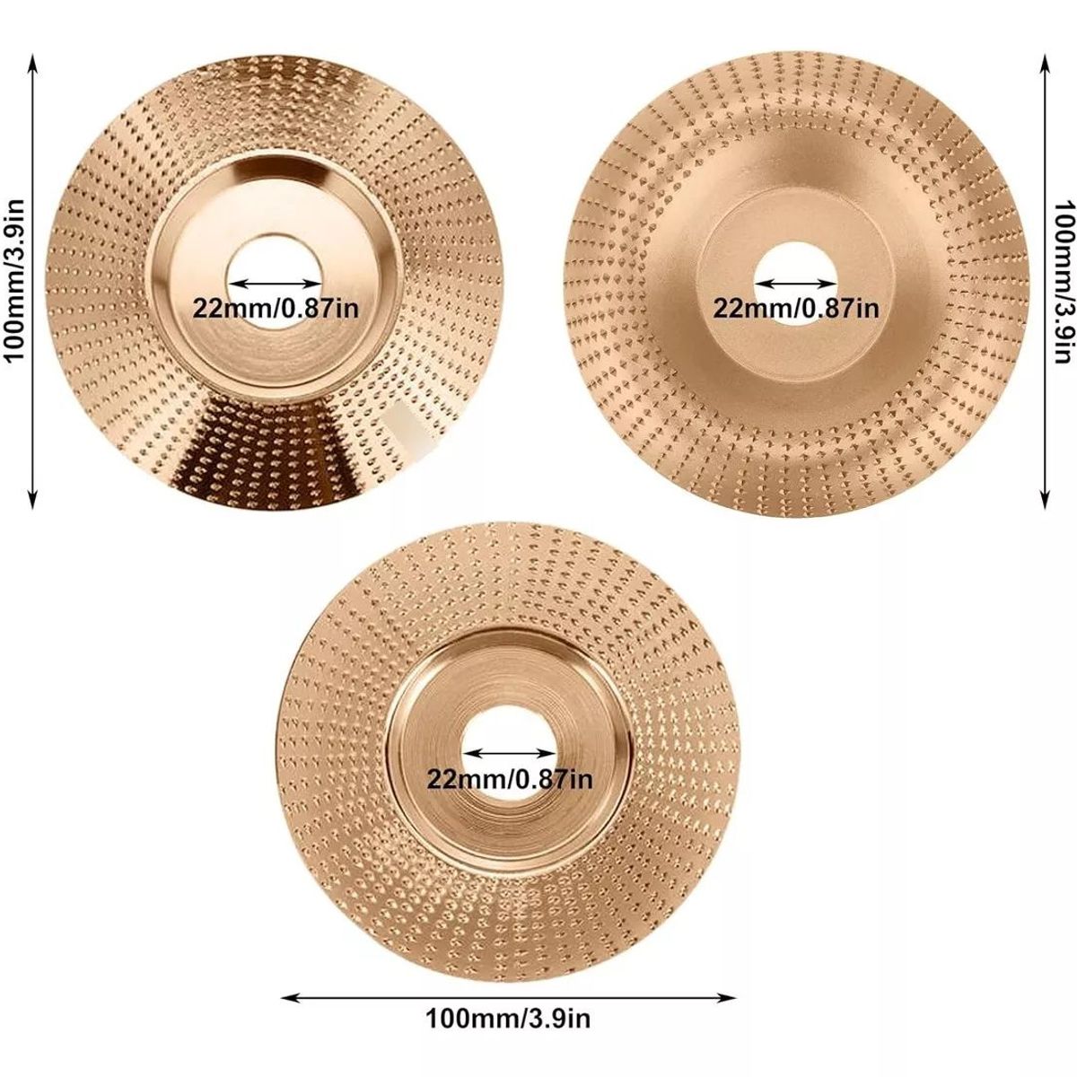 KUANGYE - Pack 3 Disco Escofina Tallado Desbaste Madera De 85 A 100mm