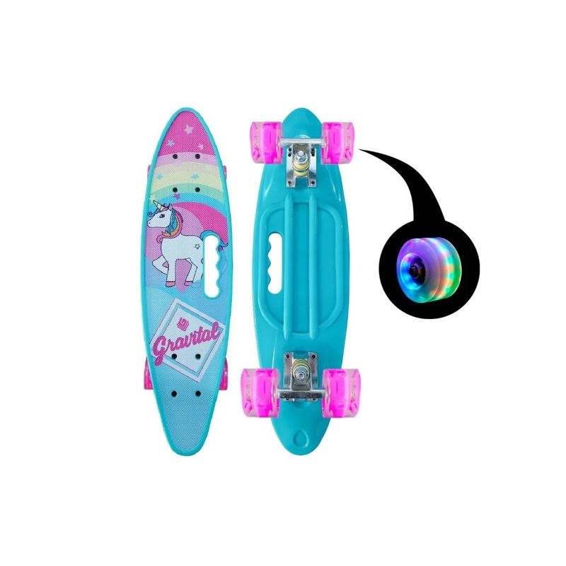 GENERICO - Skate Penny Cruiser Patineta Unicornio Green Ruedas Led