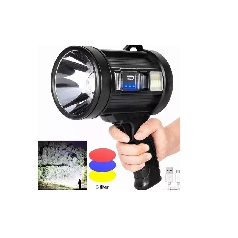 GENERICO - Foco Linterna Led Recargable 90.000 Lumenes 3 Modos Solar