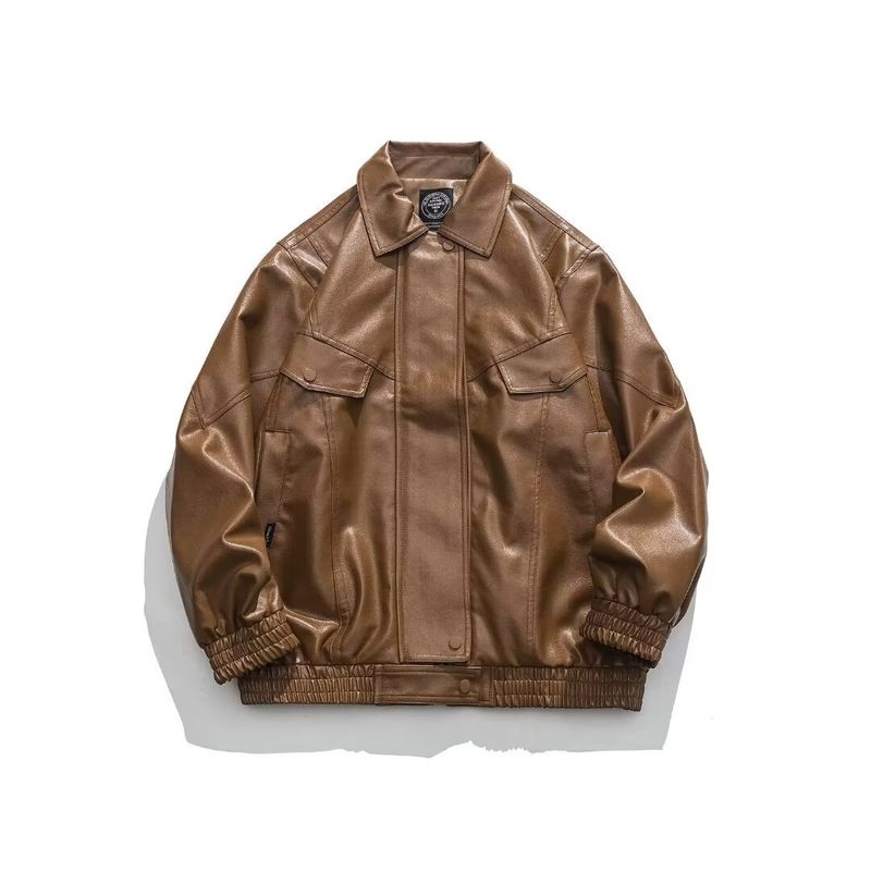 TIOZONEY - Chaqueta de locomotora para hombres - Marrón