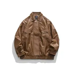 TIOZONEY - Chaqueta de locomotora para hombres - Marrón