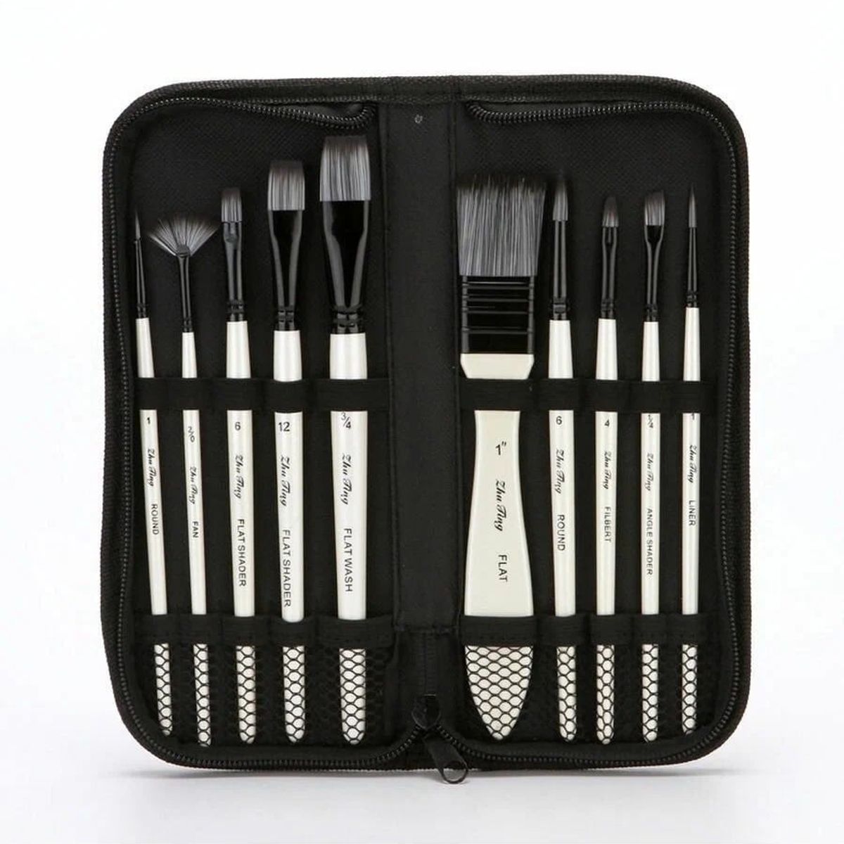 KUANGYE - Set 10 Pinceles Acuarela Acrílico Arte Sinteticos Pintura