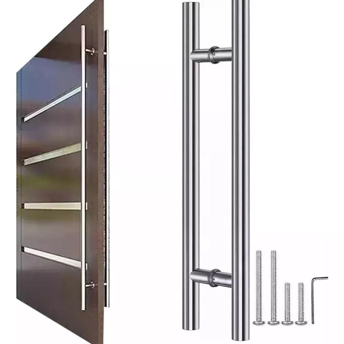 KUANGYE - Manillon Doble Acero Inoxidable 100 Cm Para Puerta Madera