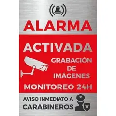KUANGYE - Señal Metalizada Alarma Activada Grab 24hrs 30x20cm
