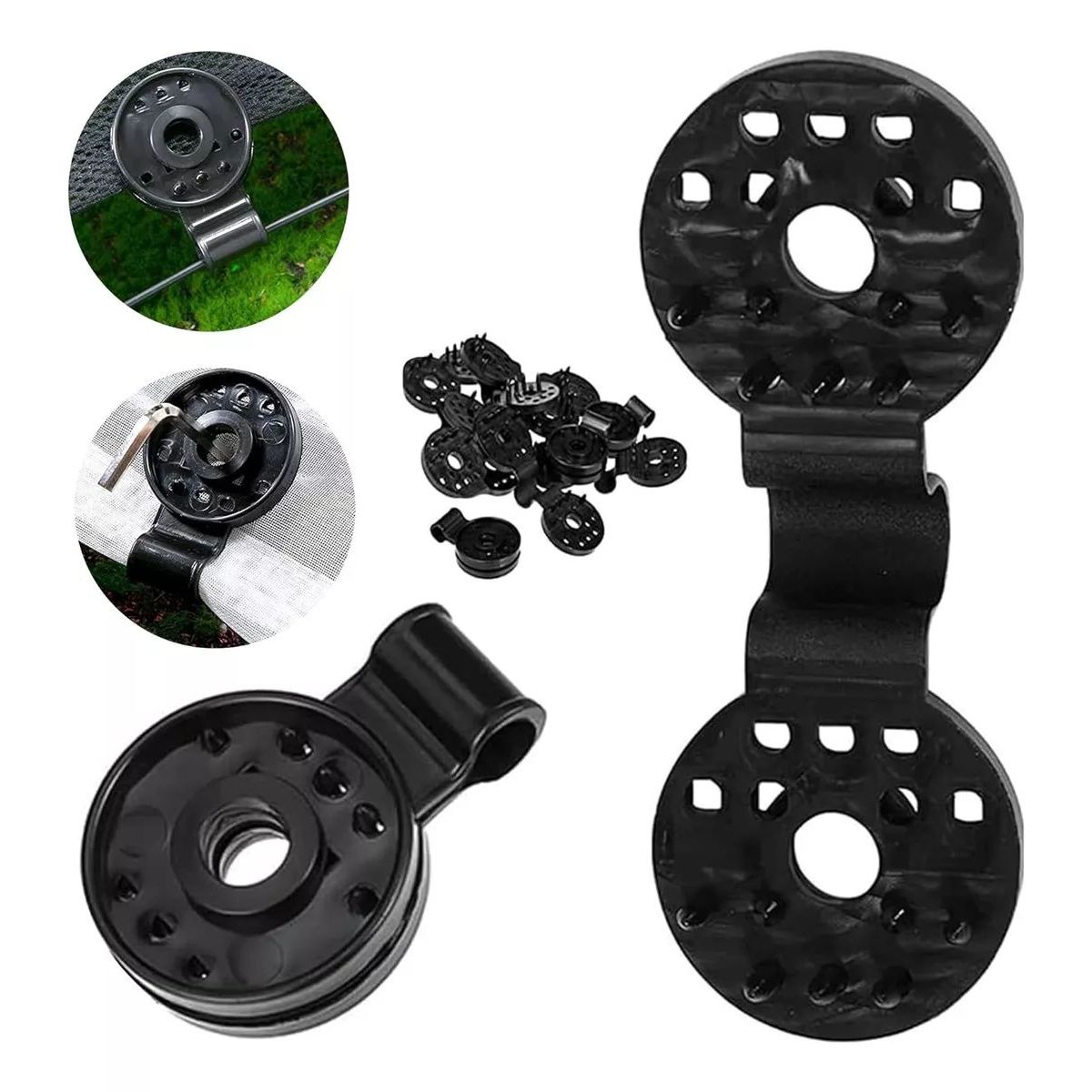 KUANGYE - Set De 20 Clips De Pvc Para Malla Raschel Negro