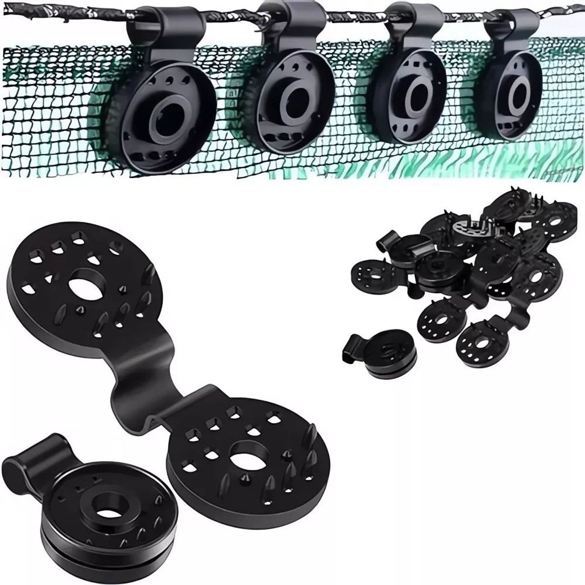 KUANGYE - Set De 40 Clips De Pvc Para Malla Raschel Negro