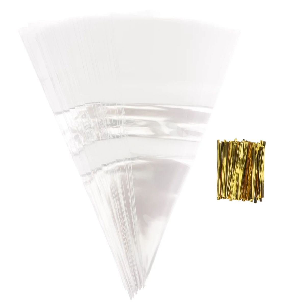 KUANGYE - 50 Bolsas Cono Transparentes ,incluye 50 Amarras