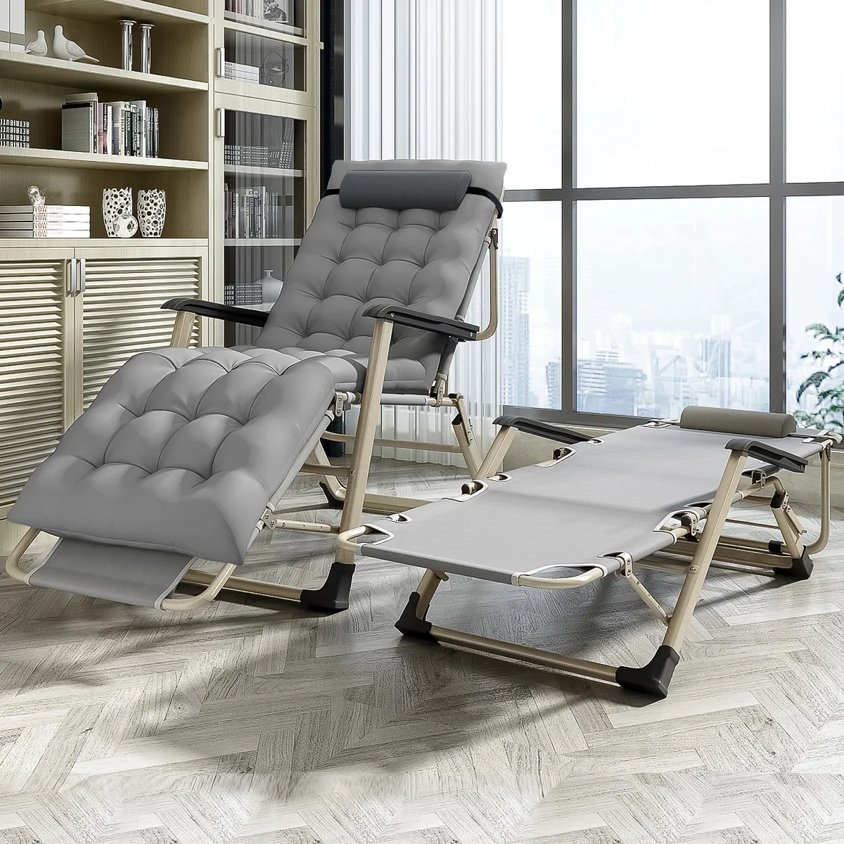 ELEMENT DESIGN - Silla Reposera Plegable con Acolchada Desmontable para Jardin Playa