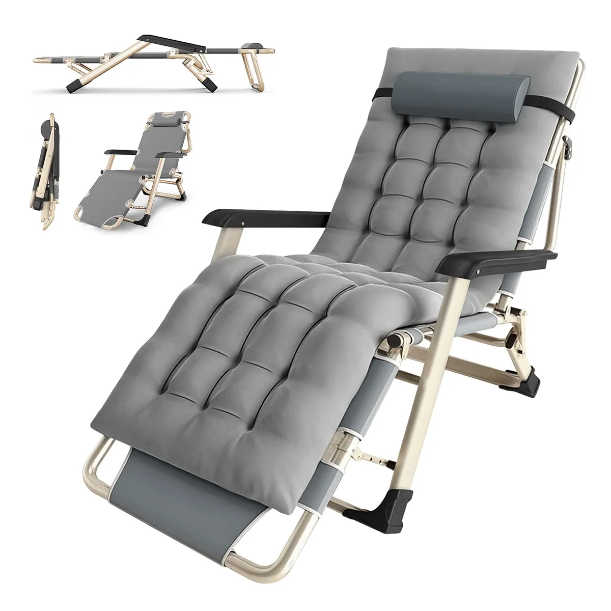 ELEMENT DESIGN - Silla Reposera Plegable con Acolchada Desmontable para Jardin Playa